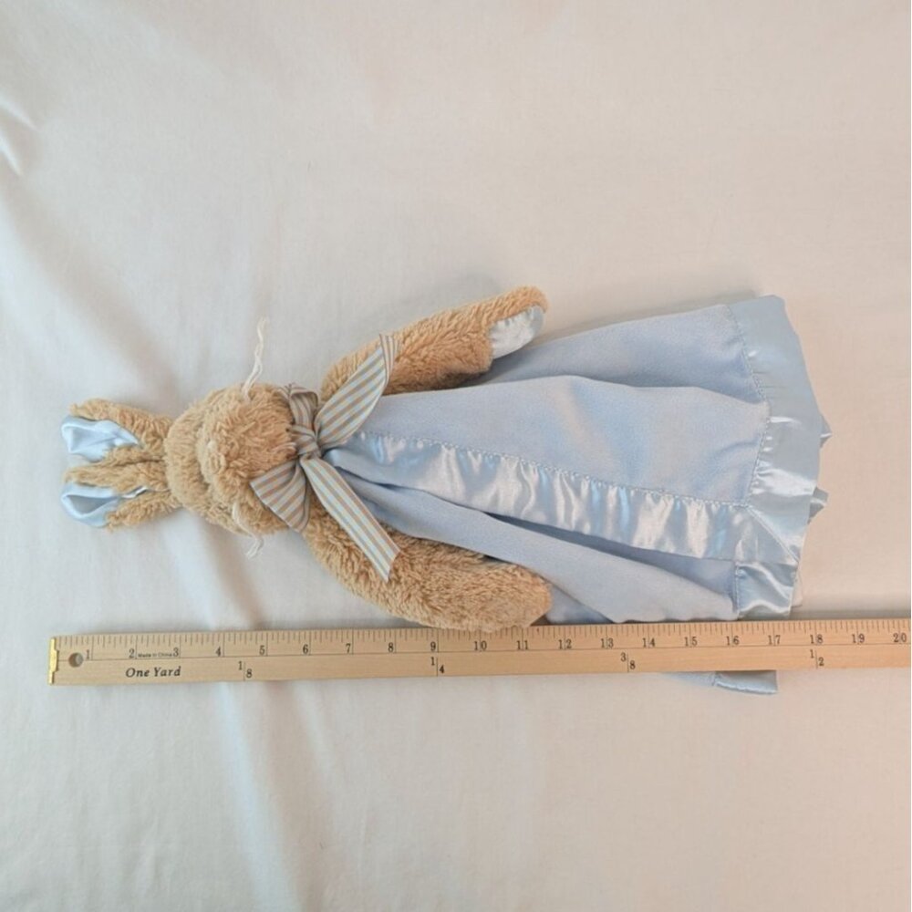 Bearington Baby Collection Bunny Rabbit Lovey Blue Satin Trim Security Blanket - Picture 7 of 7